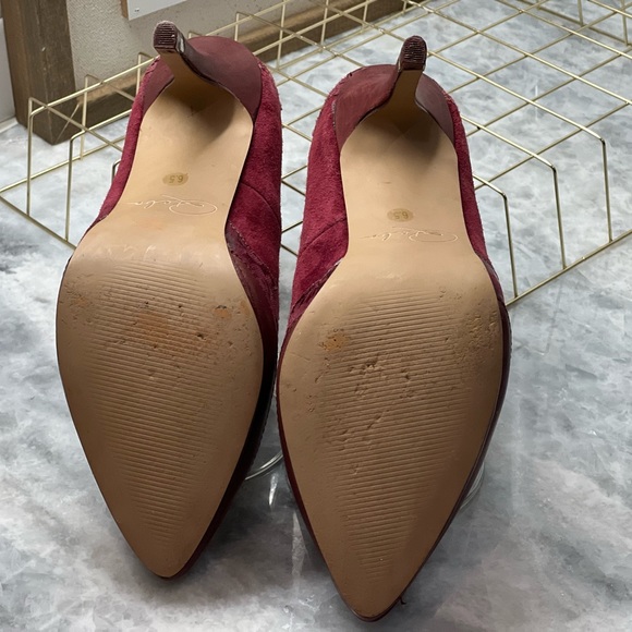 Reba Leather and Suede Burgundy Heels  - FREE SHIPPING - Picture 8 of 14